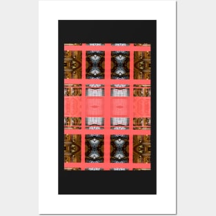 Living Coral Pantone Colour of the Year 2019 pattern decoration with neoclassical architecture Posters and Art